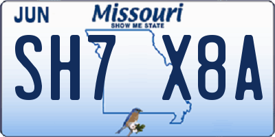 MO license plate SH7X8A
