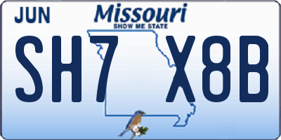 MO license plate SH7X8B