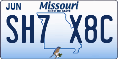 MO license plate SH7X8C
