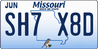 MO license plate SH7X8D