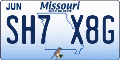 MO license plate SH7X8G