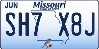 MO license plate SH7X8J