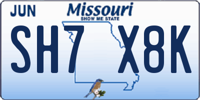 MO license plate SH7X8K