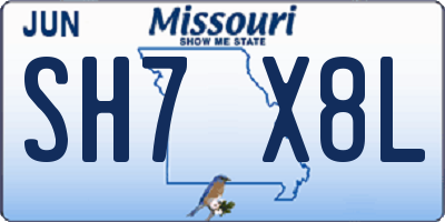 MO license plate SH7X8L