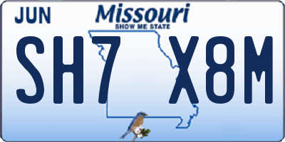 MO license plate SH7X8M