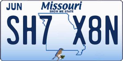 MO license plate SH7X8N