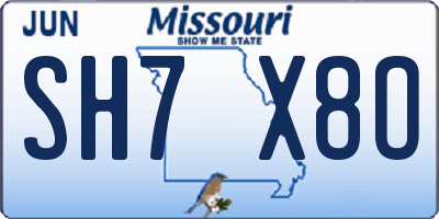 MO license plate SH7X8O