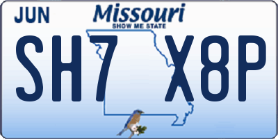 MO license plate SH7X8P