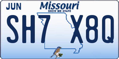 MO license plate SH7X8Q