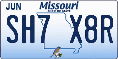 MO license plate SH7X8R