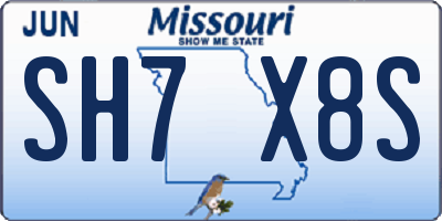 MO license plate SH7X8S