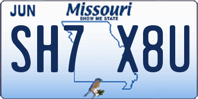 MO license plate SH7X8U