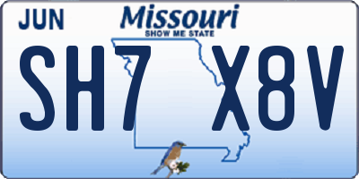 MO license plate SH7X8V