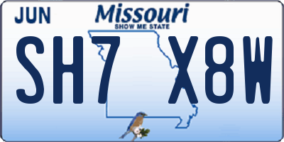 MO license plate SH7X8W
