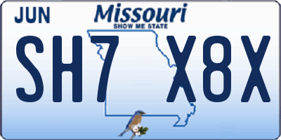 MO license plate SH7X8X
