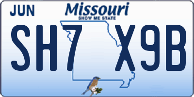 MO license plate SH7X9B