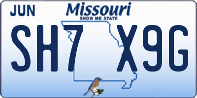 MO license plate SH7X9G