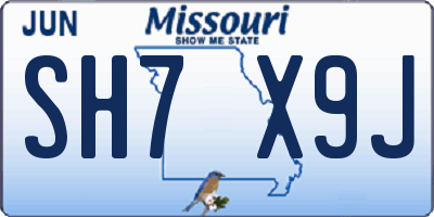 MO license plate SH7X9J