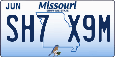 MO license plate SH7X9M