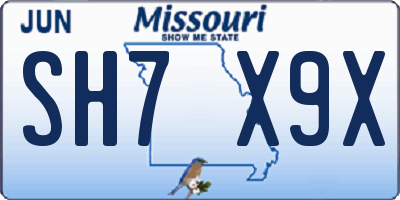MO license plate SH7X9X