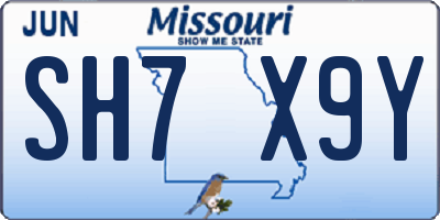 MO license plate SH7X9Y