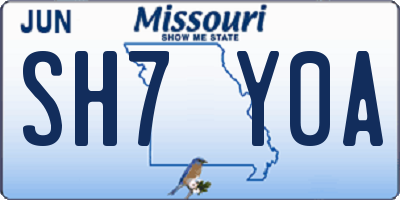 MO license plate SH7Y0A