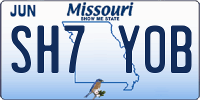 MO license plate SH7Y0B