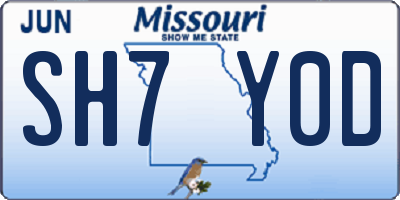 MO license plate SH7Y0D