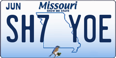 MO license plate SH7Y0E