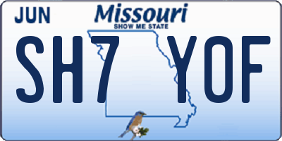 MO license plate SH7Y0F