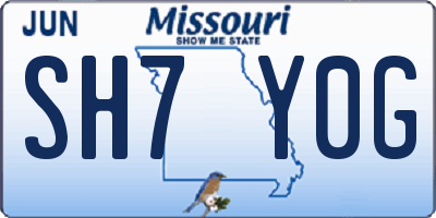 MO license plate SH7Y0G