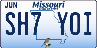 MO license plate SH7Y0I