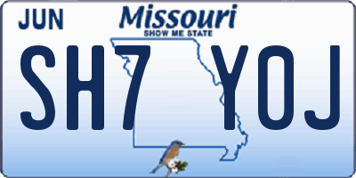 MO license plate SH7Y0J