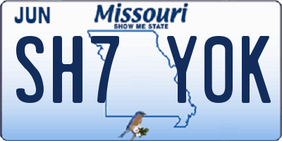 MO license plate SH7Y0K