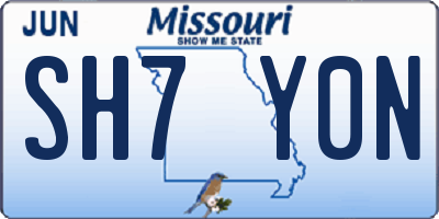 MO license plate SH7Y0N