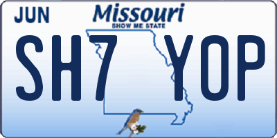 MO license plate SH7Y0P