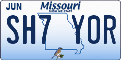 MO license plate SH7Y0R