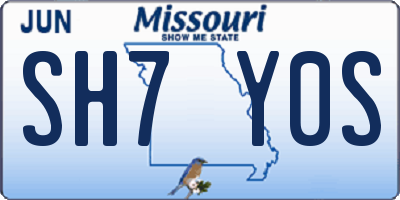 MO license plate SH7Y0S