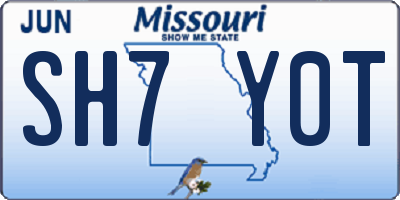 MO license plate SH7Y0T