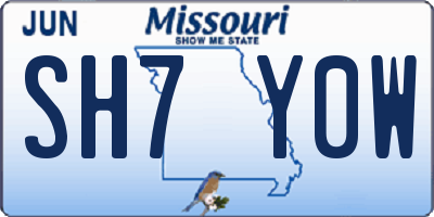 MO license plate SH7Y0W