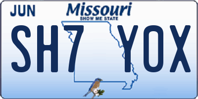 MO license plate SH7Y0X
