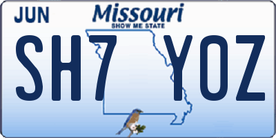 MO license plate SH7Y0Z