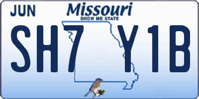 MO license plate SH7Y1B