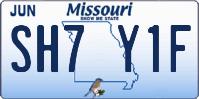 MO license plate SH7Y1F