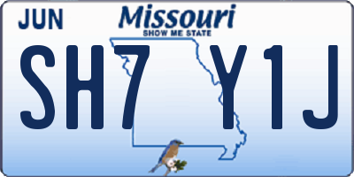 MO license plate SH7Y1J