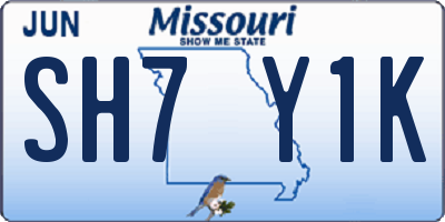 MO license plate SH7Y1K