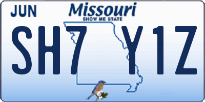 MO license plate SH7Y1Z