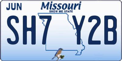 MO license plate SH7Y2B
