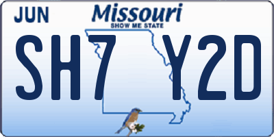 MO license plate SH7Y2D