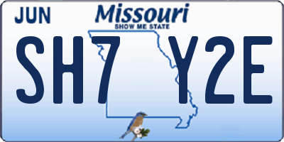 MO license plate SH7Y2E